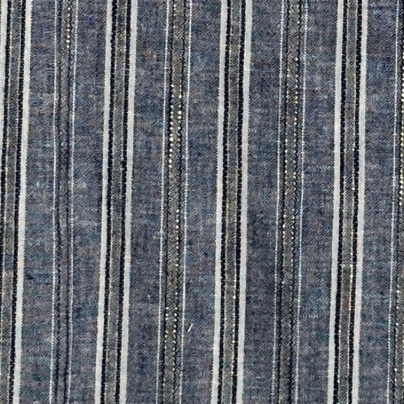 Chico's Sz. 2 (L) tunic, blue/metallic, linen blend, v-neck, flowy, lightweight - Picture 2 of 12